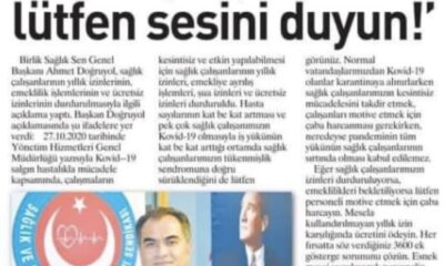 Sağlık Çalışanlarının Lütfen Sesini Duyun.