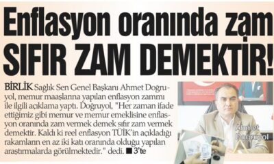 Eflasyon Oranında Zam Sıfır Zamdır.