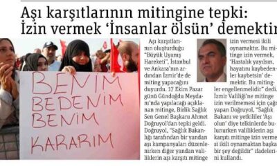 Aşı Karşıtlarının Mitingine Tepki