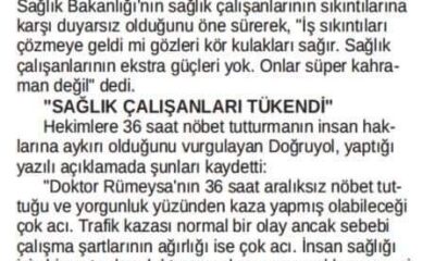 Birlik Sağlık Sen’den Sağlık Bakanlığına Nöbet Tepkisi