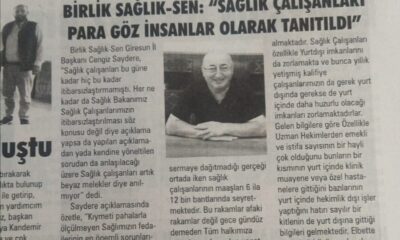 SAĞLIK ÇALIŞANLARI PARA GÖZ İNSANLAR OLARAK TANITILDI.
