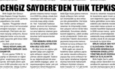 CENGİZ SAYDERE’DEN TÜİK TEPKİSİ