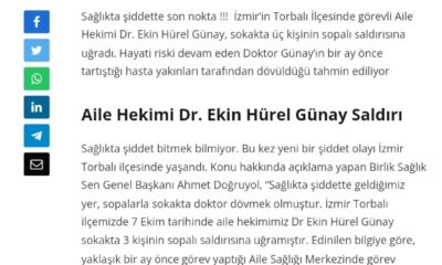 Aile Hekimi Sopalı Saldırıya Uğradı