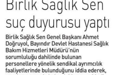 Birlik Sağlık Sen Suç Duyurusu Yaptı.