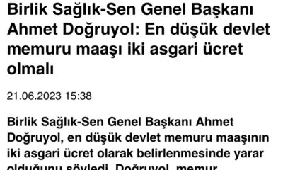 En düşük devlet memuru maaşı iki asgari ücret olmalı