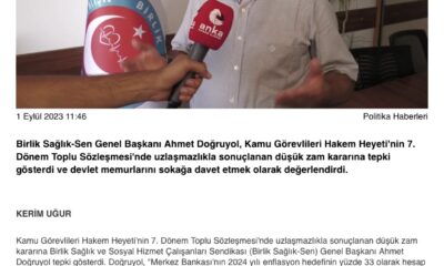 Doğruyol Hakem Heyetinin Düşük Zam Kararına Tepki Gösterdi.