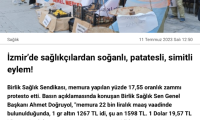 İzmirli Sağlıkçılardan Soğanlı,Patatesli,Simitli Eylem