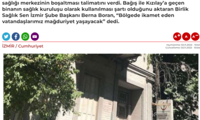Kızılaydan Aile Sağlığı Merkezini Boşaltın Talimatı