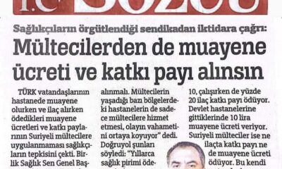 Mültecilerden de muayene ücreti ve katkı payı alınsın