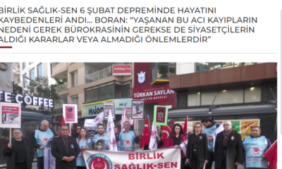 Birlik Sağlık Sen 6 Şubat Depreminde Hayatını Kaybedenleri Andı