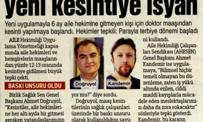 Aile Hekimlerinden yeni kesintiye isyan