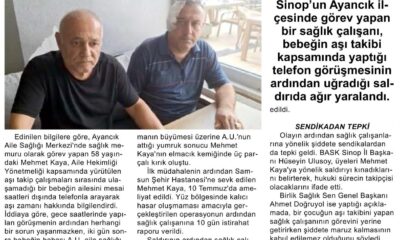 Sinop’ta Sağlık Çalışanı Görevi Başında Darp Edildi.